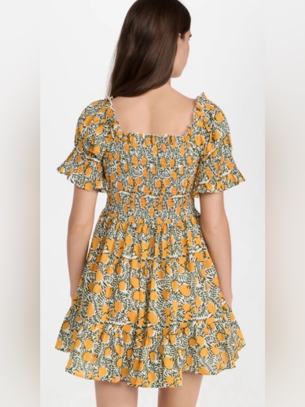 Mille Resort Kiki Lemon Print Mini Dress XS Cottagecore European Summer - Picture 2 of 8